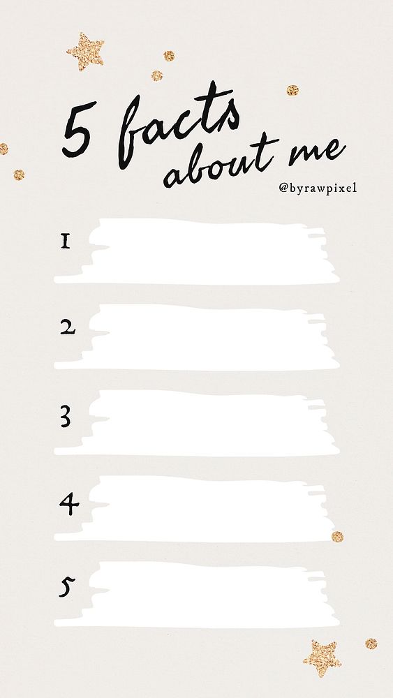 5 facts about me social media story template vector