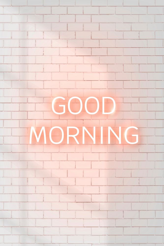 Neon good morning word on brick wall vector