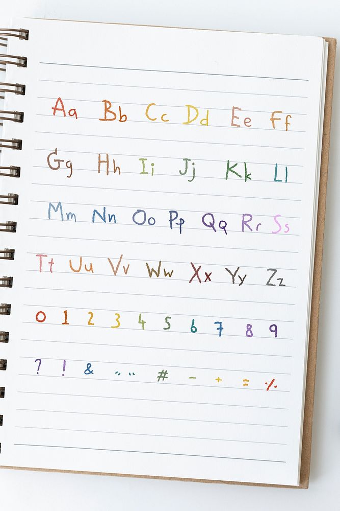 The Alphabet on a notebook page mockup