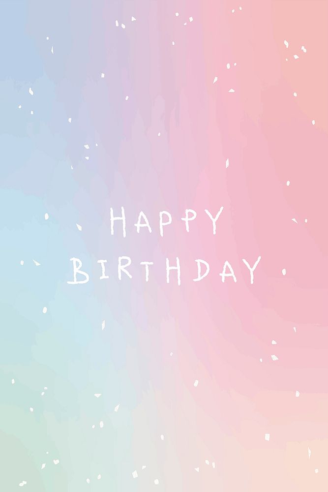 White happy birthday typography on pastel background vector