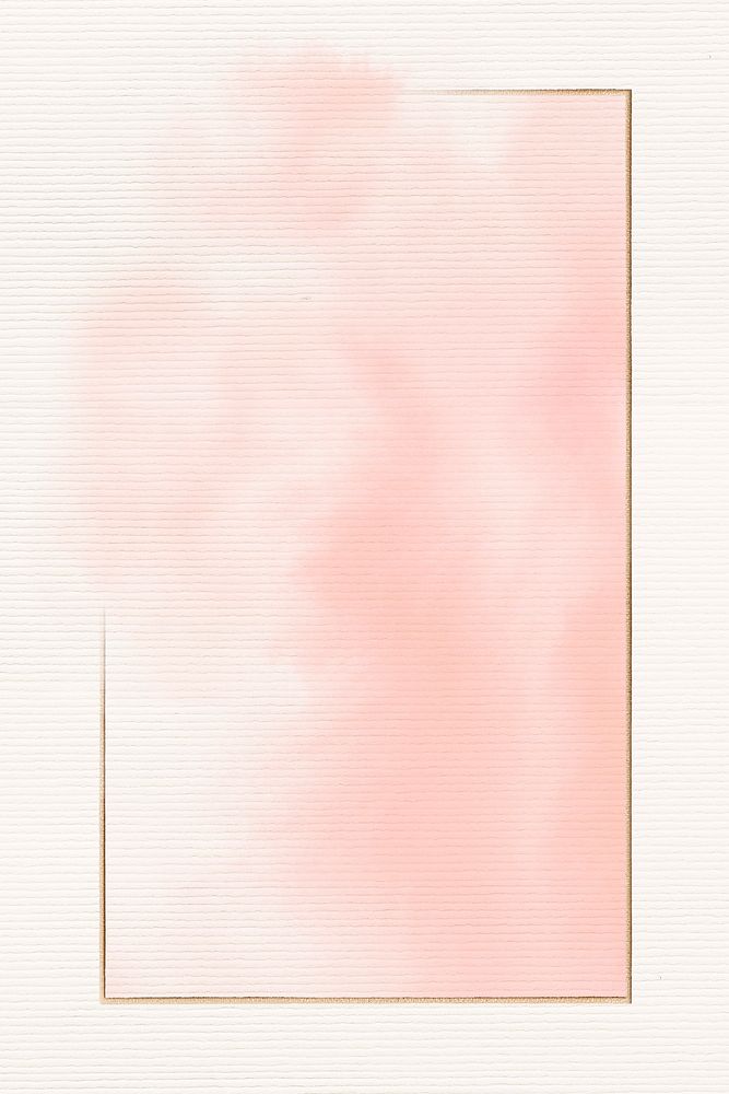Gold rectangle frame on pink watercolor background