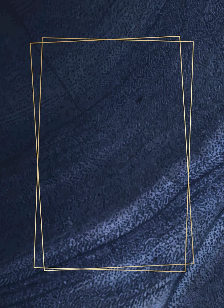 Golden framed rectangle on a blue textured vector