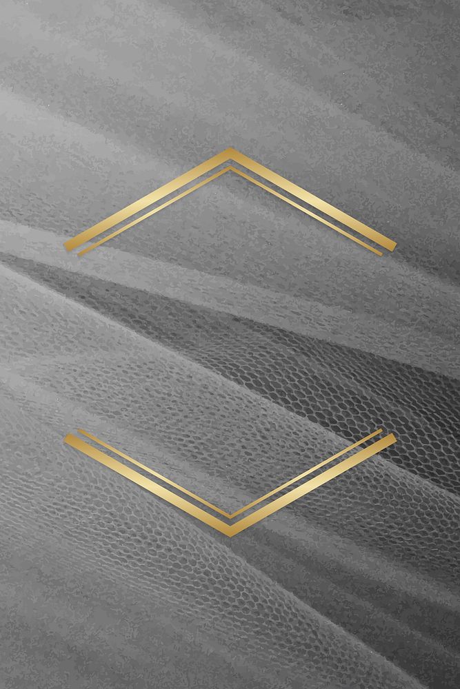 Golden framed badge on a gray mesh textured vector