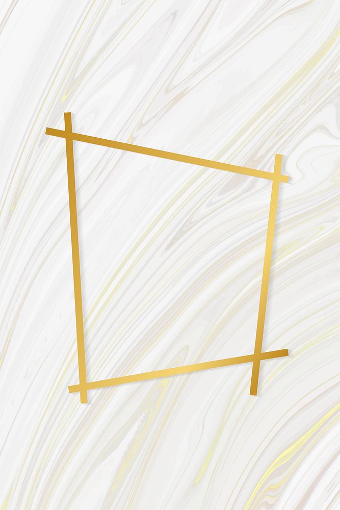Golden framed trapezium on a liquid marble textured vector