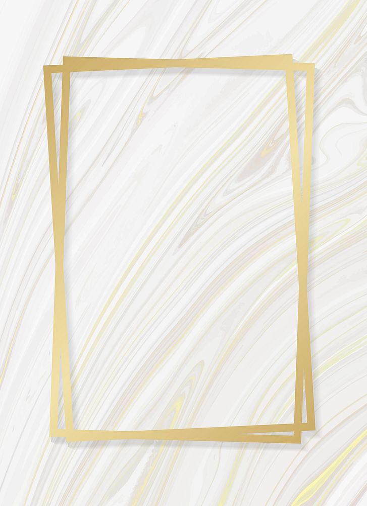 Golden framed rectangle on a liquid marble textured vector