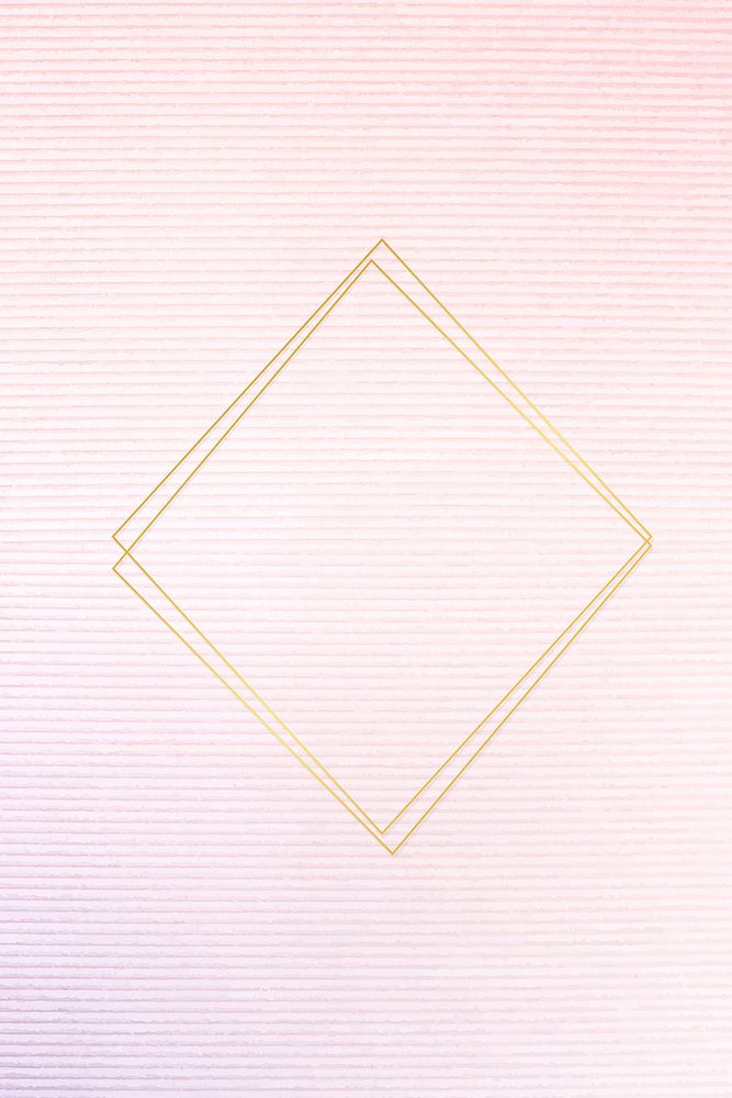 Golden framed rhombus on a pink textured vector