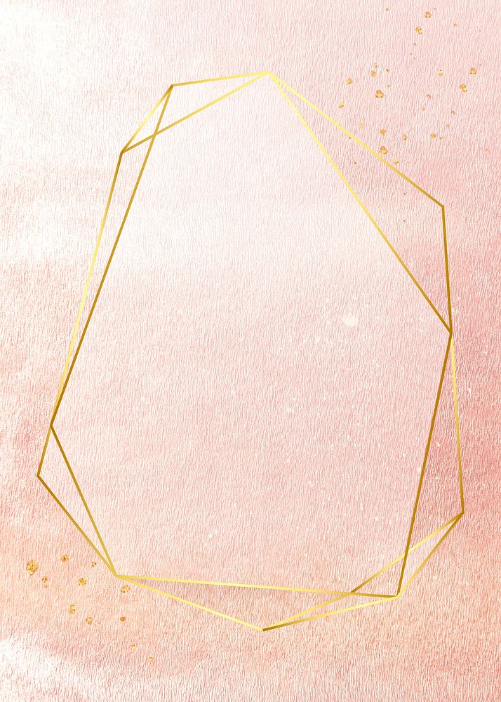 Golden frame on a pink concrete wall