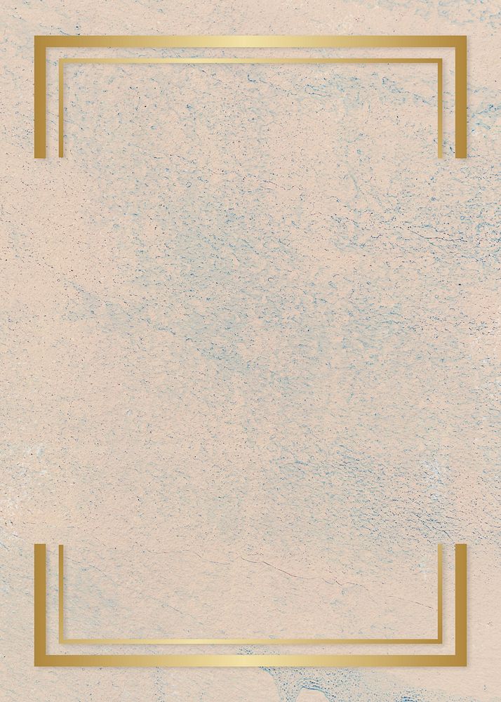 Gold rectangle frame on a rough beige background