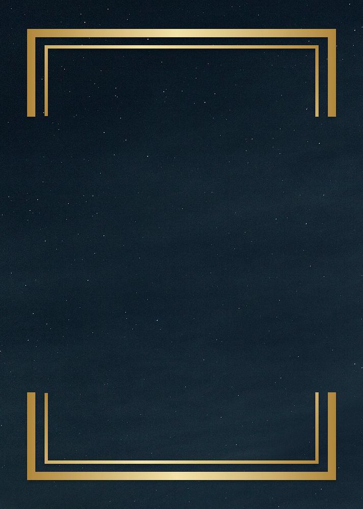 Gold rectangle frame on a clear night sky background
