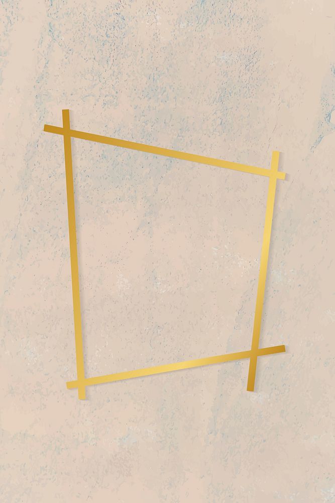 Gold trapezium frame on a rough beige background vector