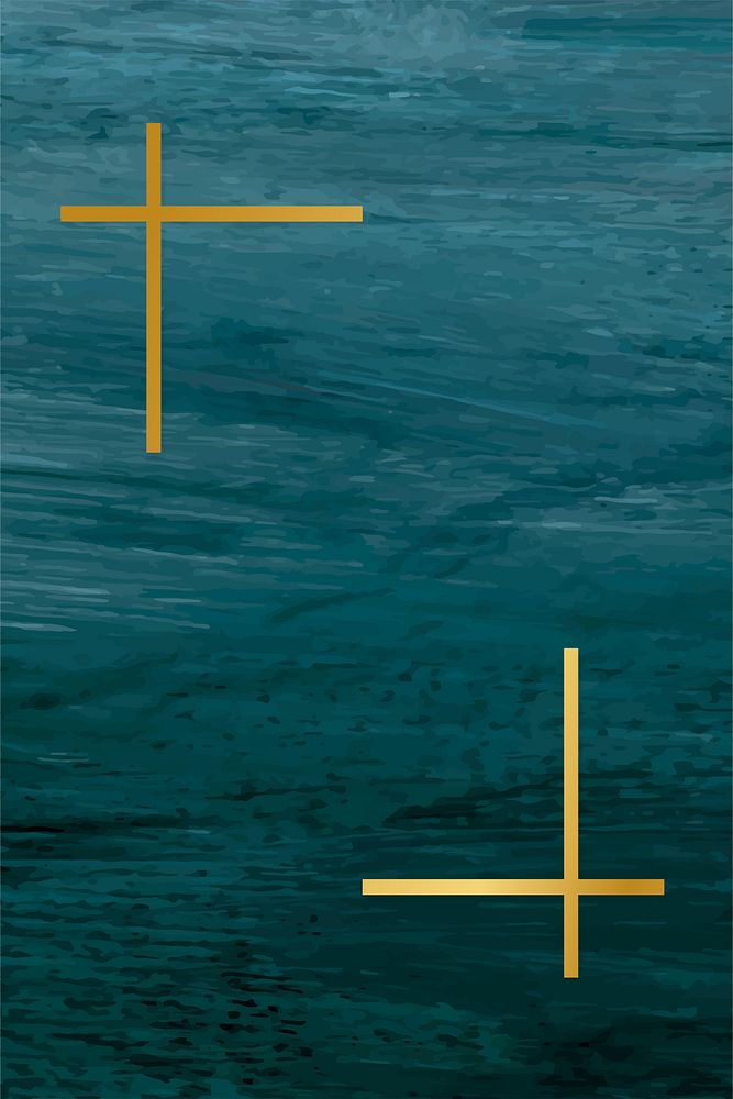 Gold frame on a blue brushstroke textured background vector