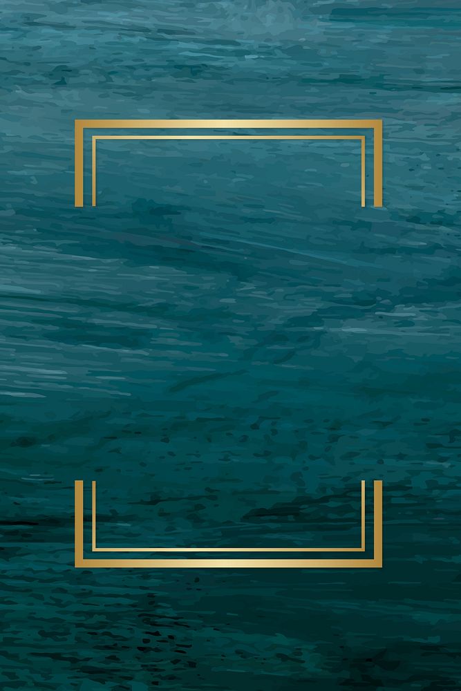 Gold rectangle frame on a blue brushstroke textured background vector