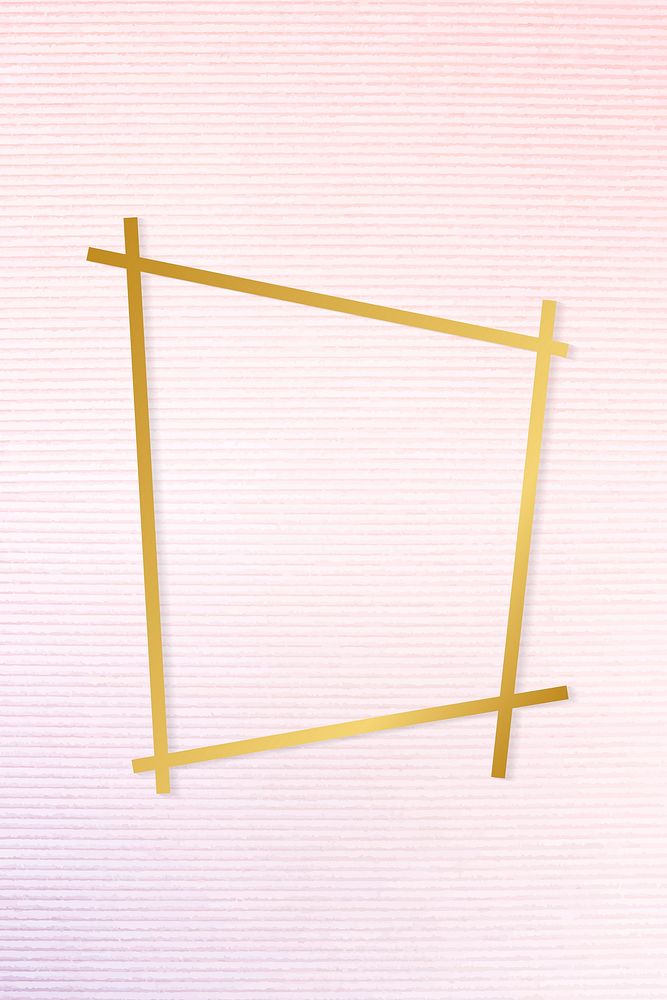 Gold trapezium frame on a pinkish blue fabric background vector