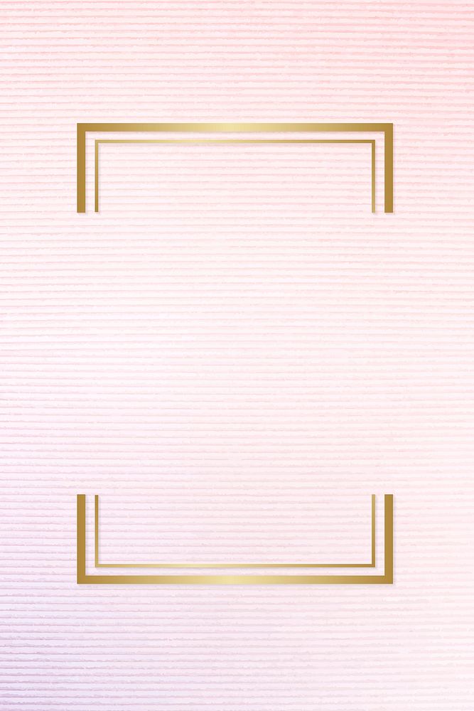 Gold rectangle frame on a pinkish blue fabric background vector