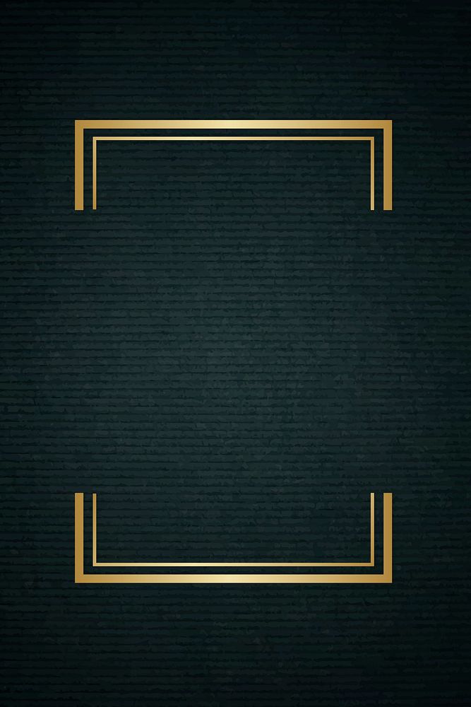 Gold rectangle frame on a dark fabric textured background vector