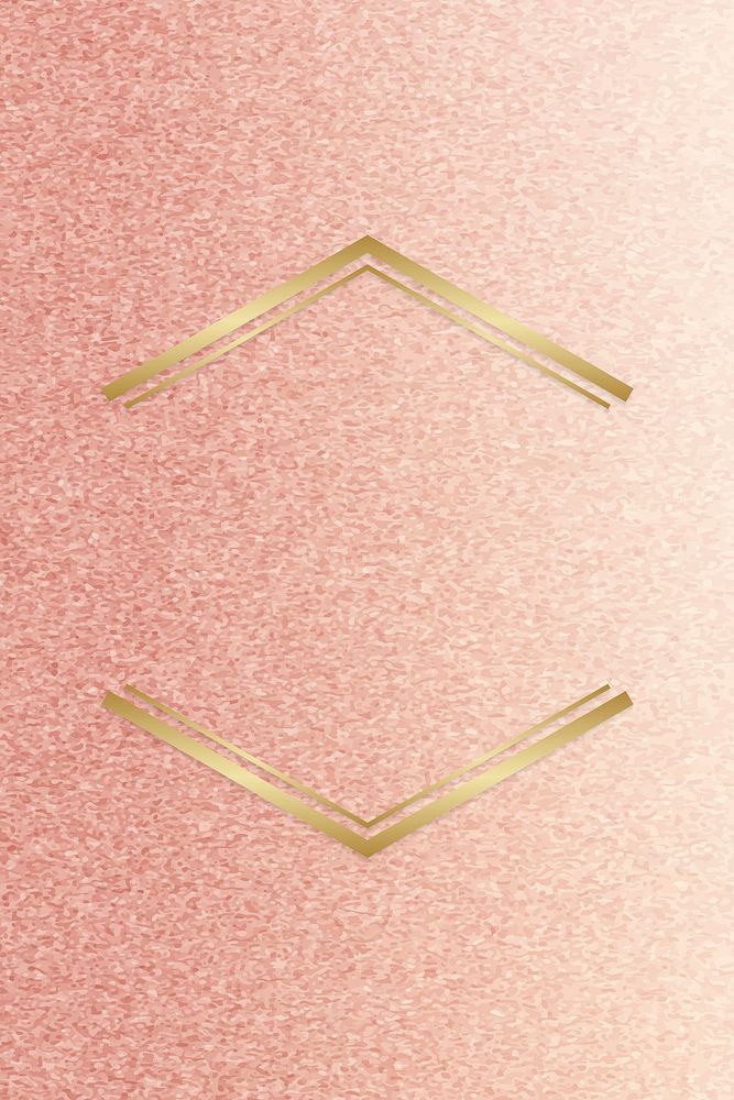 Gold hexagon frame on a rose gold background vector