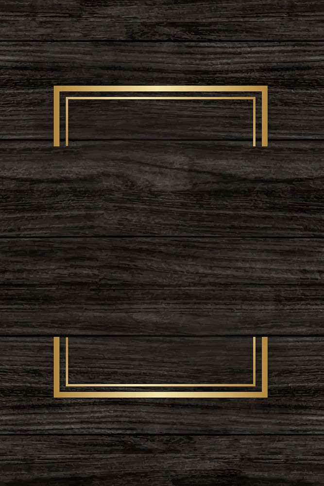 Gold rectangle frame on a wooden background vector