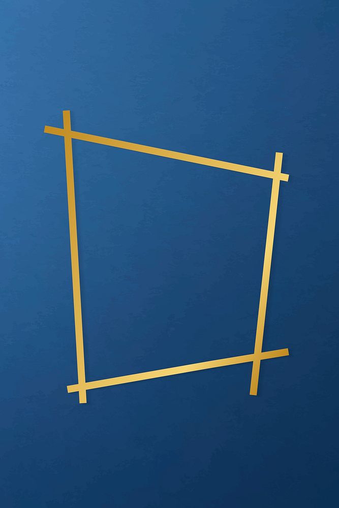 Gold trapezium frame on a plain blue background vector