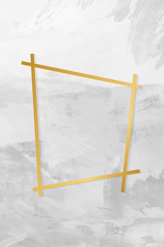 Gold trapezium frame on a gray concrete textured background vector