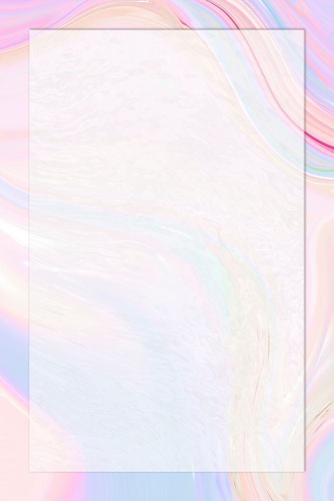 Rectangle frame on pastel holographic background