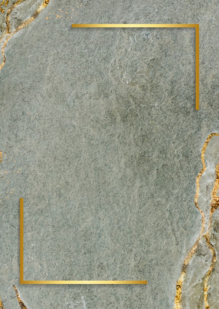 Golden rectangular frame on a marble background vector