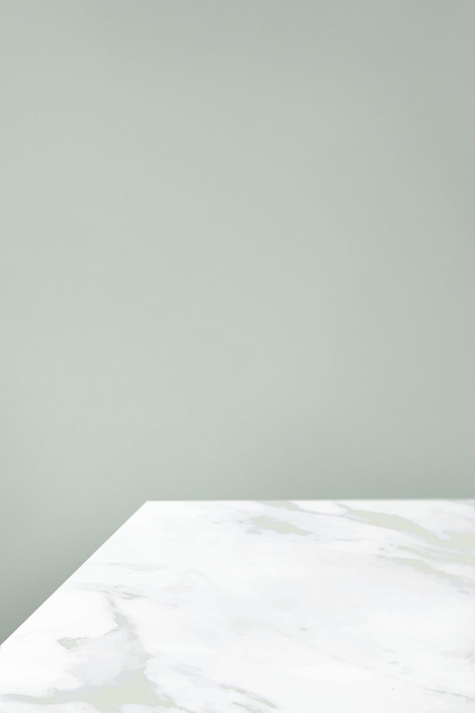 Plain sage green wall with white marble table product background