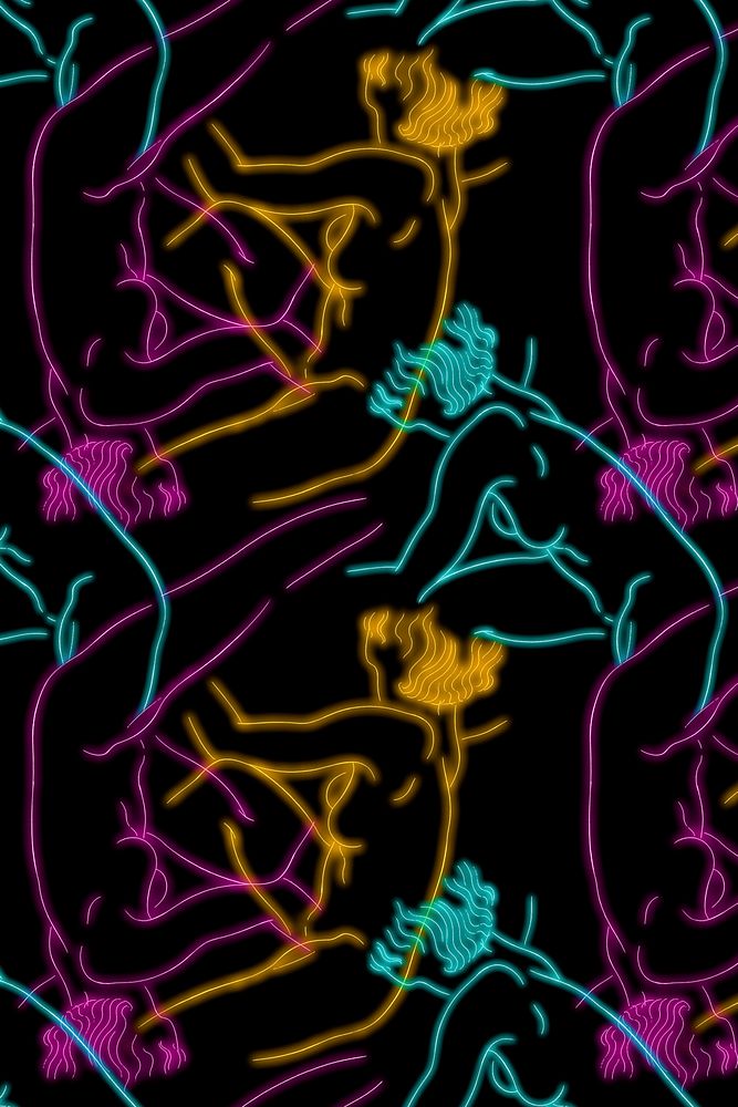 Colorful neon nude figure pattern background