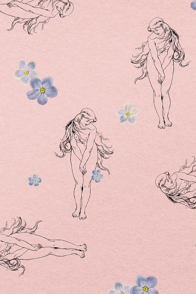 Erotic nude woman pattern psd background