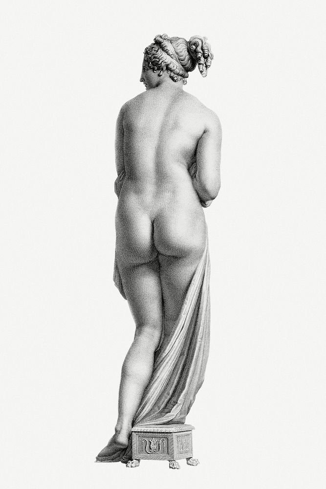Vintage standing Venus statue psd