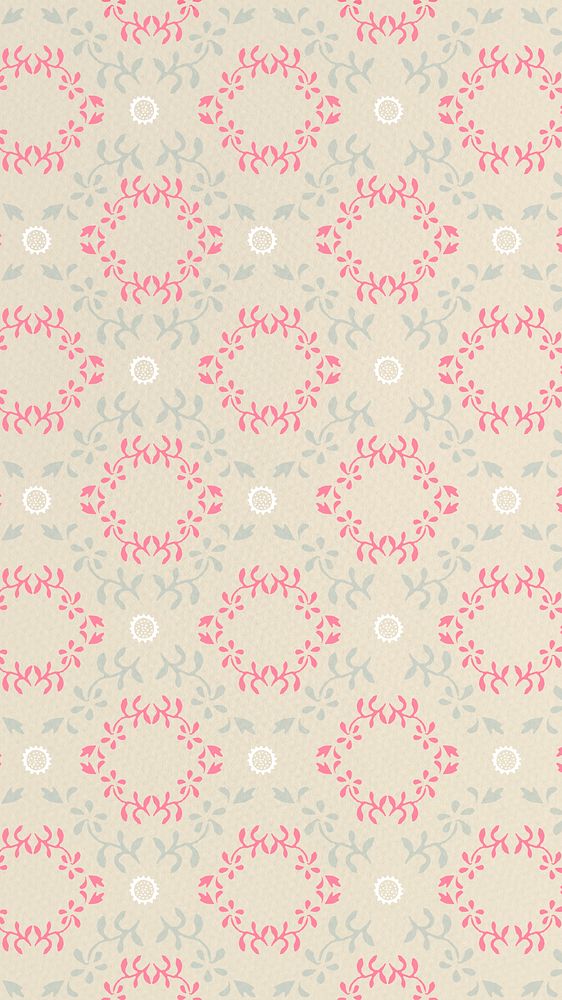 Nature floral ornament seamless pink pattern background