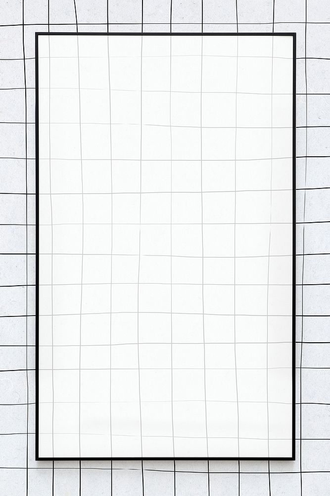 Black gray grid frame psd white background