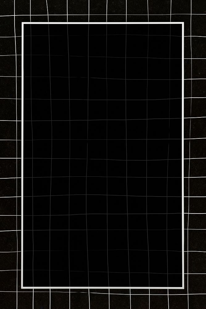 Blank white grid frame psd black background