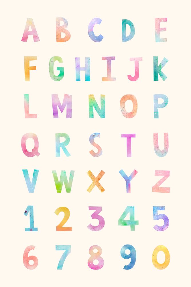 Psd collection abc and number gradient typography