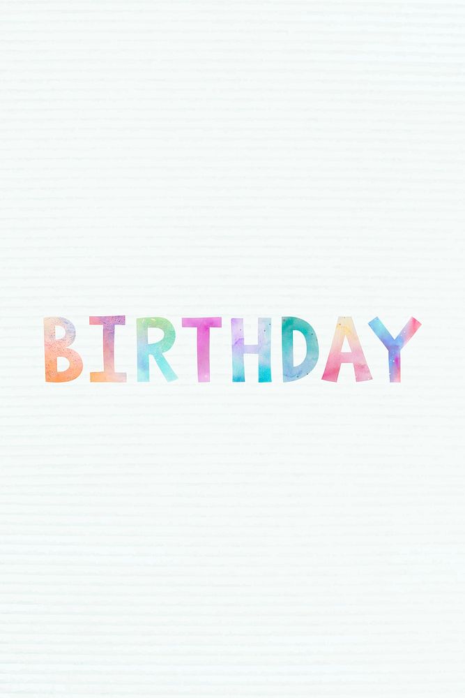 Psd watercolor happy birthday word clipart