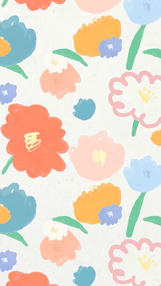 Floral pattern background psd hand drawn