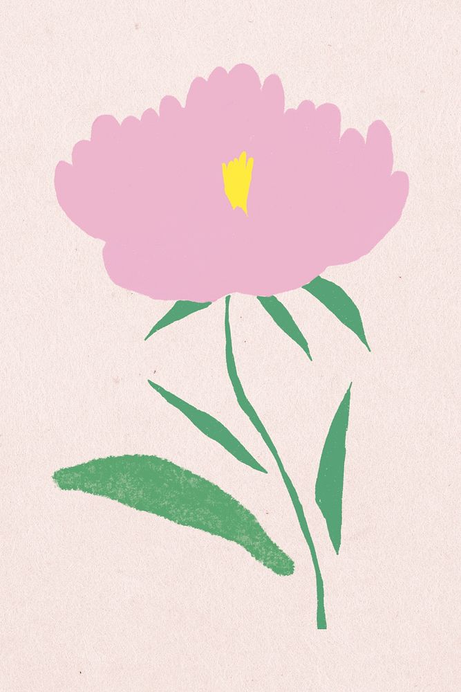 Pink flower hand drawn psd botanical illustration