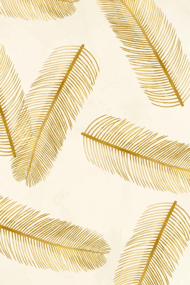 Vintage vector palm leaf pattern illustration beige banner
