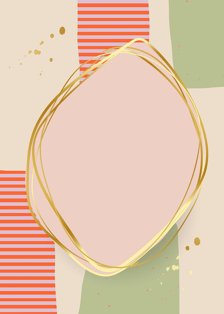 Gold oval frame on background vector