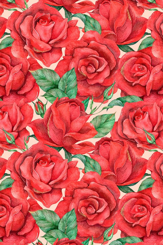 Red rose pattern psd background