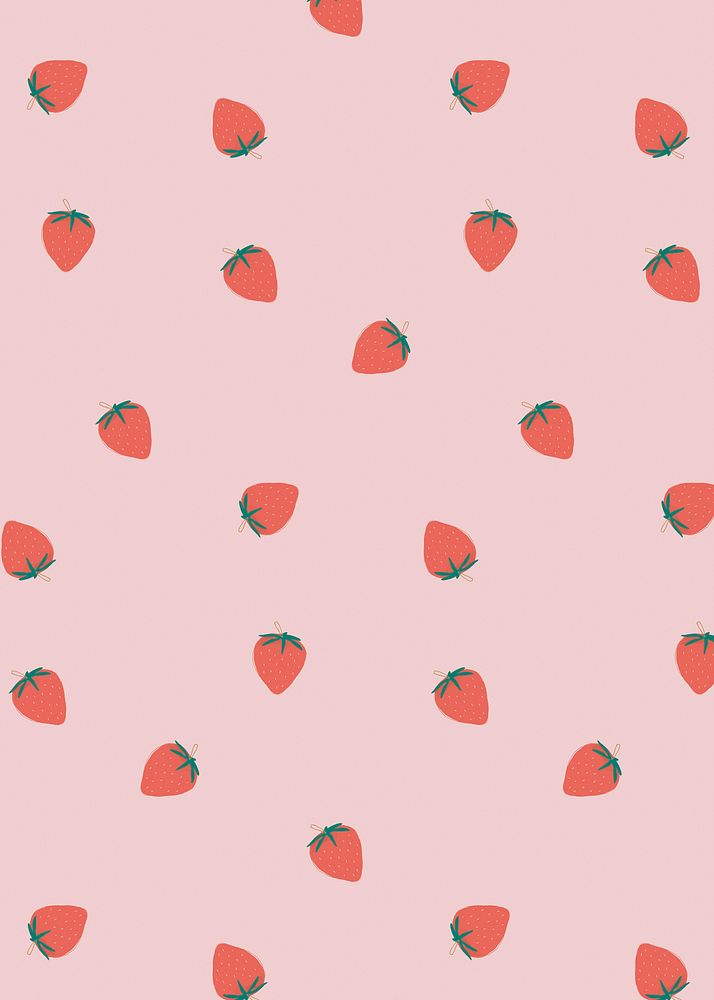 Hand drawn strawberry pattern pastel background
