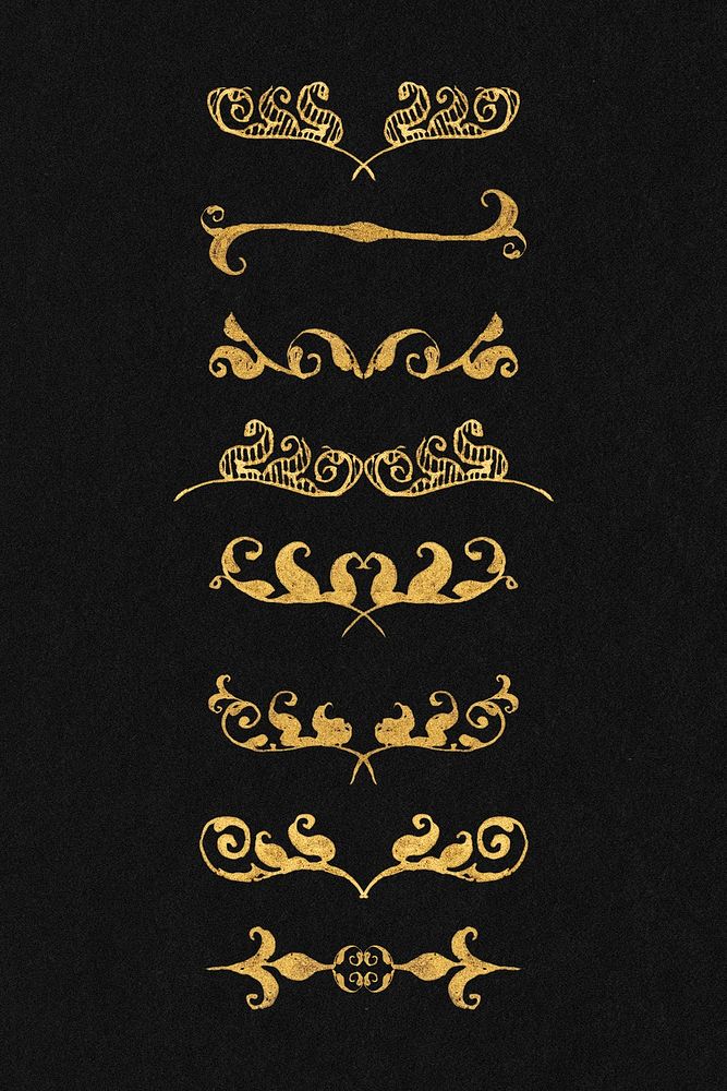 Gold vintage divider set, remix from The Model Book of Calligraphy Joris Hoefnagel and Georg Bocskay