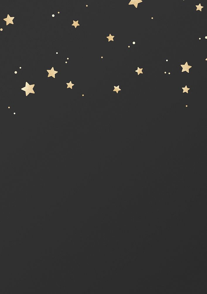 Psd golden sparkly stars pattern on black background banner