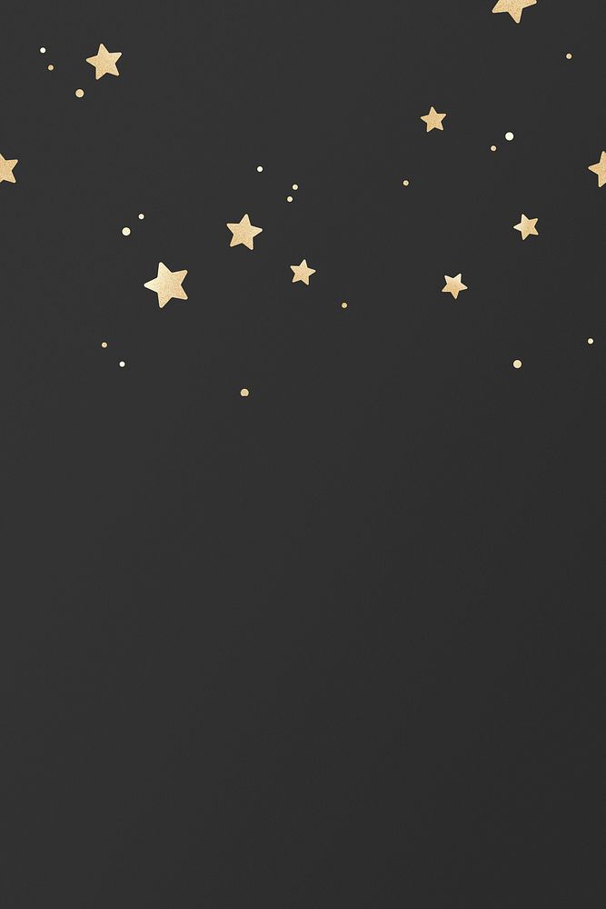 Glittery gold stars psd pattern on black background banner