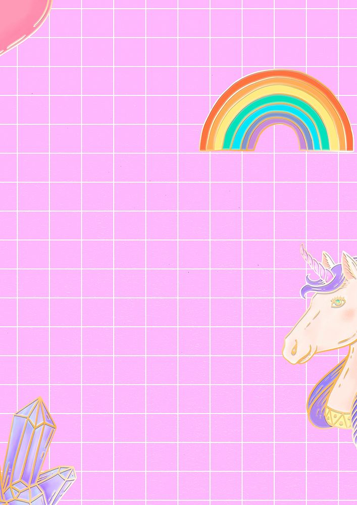 Psd hot pink pony rainbow grid aesthetic banner