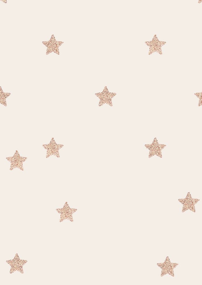 Rose gold glittery stars pattern on beige background banner