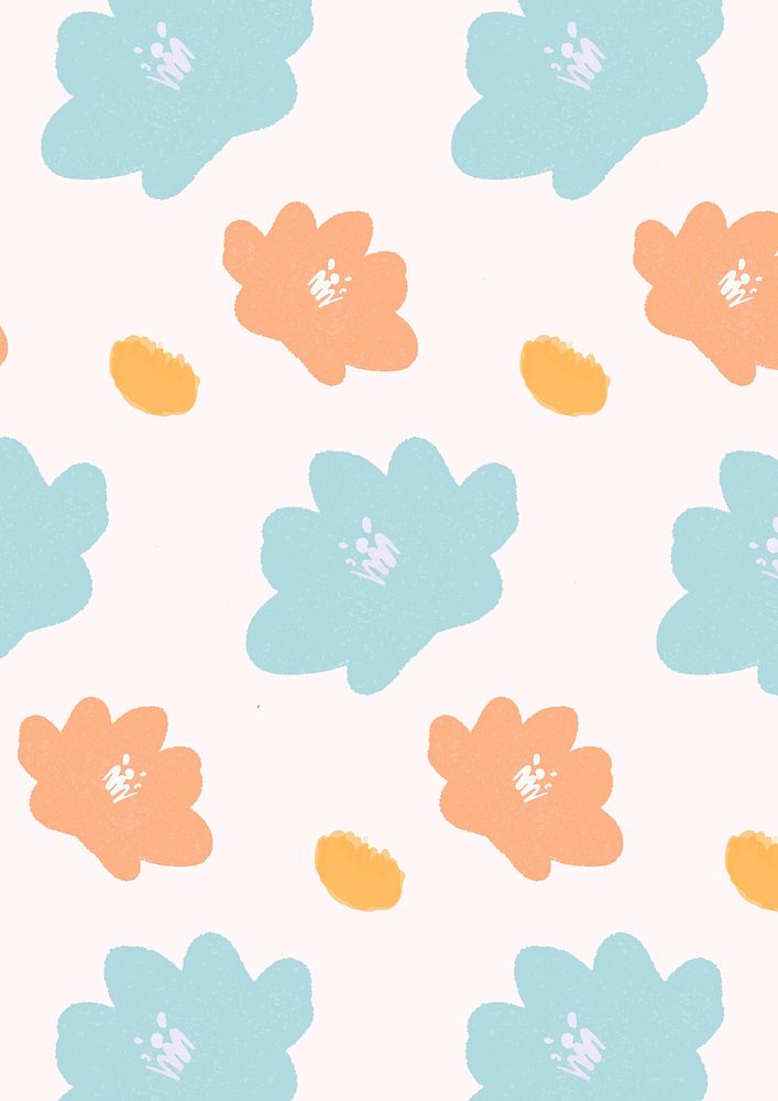 Psd colorful pastel flowers hand drawn pattern banner
