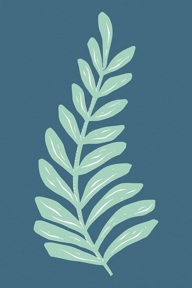 Vintage mint leaves psd linocut style drawing