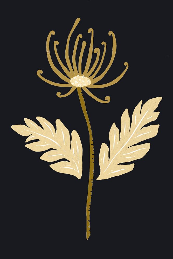 Vintage gold blooming flower floral stencil pattern