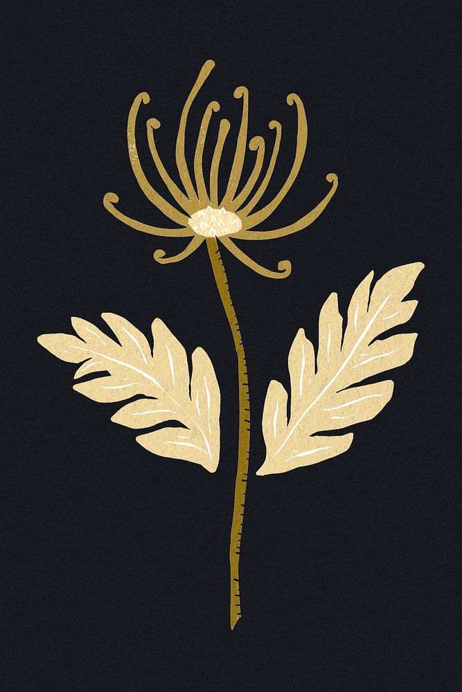Vintage gold blooming flower psd stencil pattern