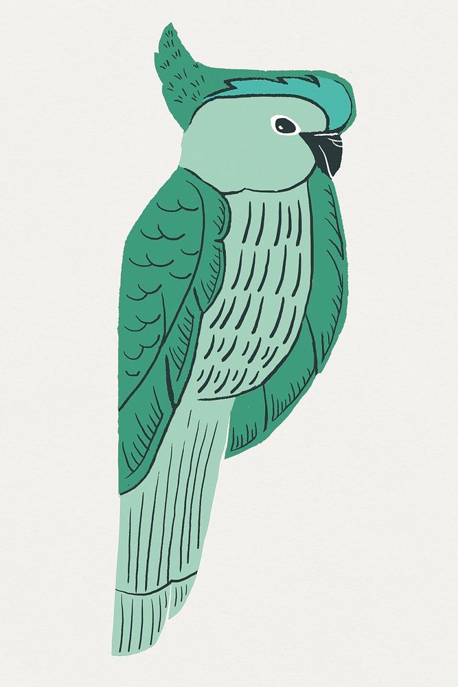 Green parrot psd bird vintage stencil pattern